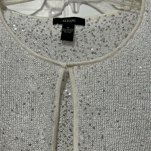 Alfani‎ Women's Sequined Crop Cardigan Party Holiday Glam Blouse Top Size Medium - Picture 3 of 5